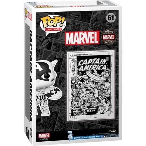 Marvel 85th Anniversary Captain America Black and White Funko Pop! Comic Cover Figure #61 with Case