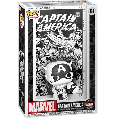 Marvel 85th Anniversary Captain America Black and White Funko Pop! Comic Cover Figure #61 with Case